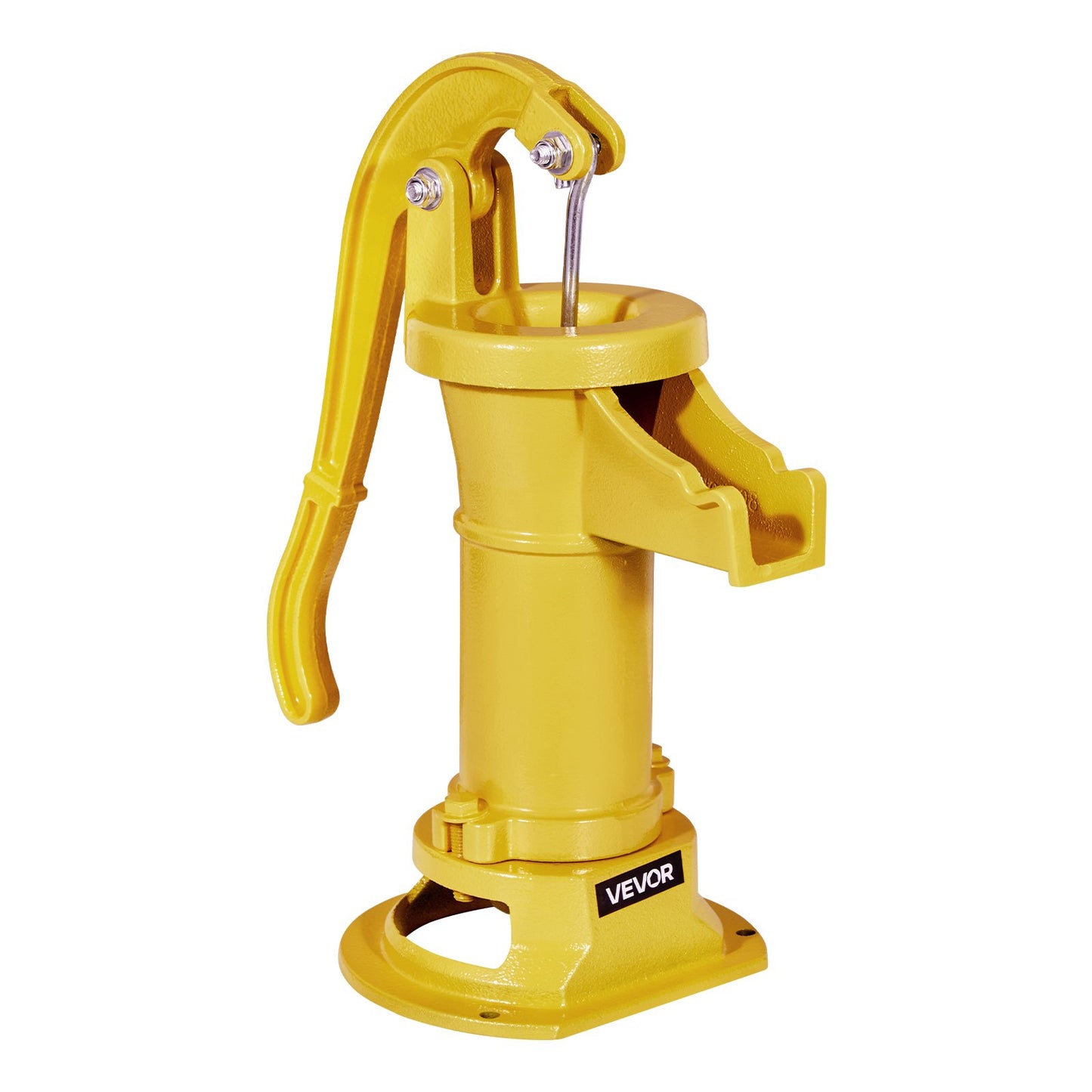 Brunnshandpump, 25 fot maximal lyfthöjd, antik gjutjärnsmanuell handvattenpump, NPT 1-1/4 tums anslutning, enkel installation, gammaldags för utomhusträdgård, damm, bakgård, gård, gul