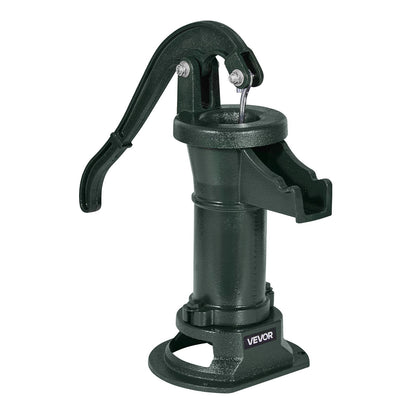 Brunnshandpump, 25 fot maximal lyfthöjd, manuell handvattenpump i antik gjutjärn, NPT 1-1/4 tums anslutning, enkel installation, gammaldags för utomhusträdgård, damm, bakgård, gård, grön