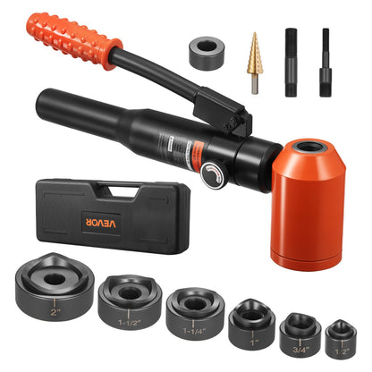 Knockout Punch Set, 98.07 kN Hydraulic Knockout Set, 12.7 to 50.8mm KO Tool Kit Hole Making Tool, KO Tools Kit W/6 Dies for Metal Electrical Cabinets, Electrical Control Cabinets, Switch Cabinet