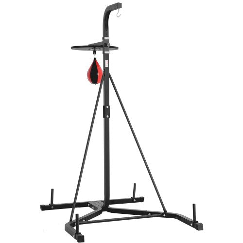 2 in 1 Punching Bag Stand, Steel Heavy Duty Workout Equipment, Adjustable Height Boxing Punching Bag and Speed Bag Stand, Freestanding Sandbag Rack, Holds Up to 140 lbs, for Home Gym Fitness