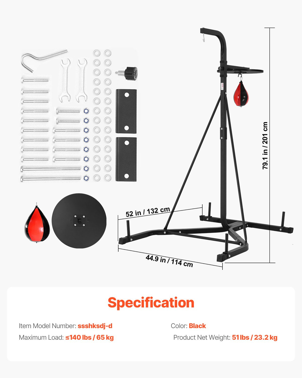 2 in 1 Punching Bag Stand, Steel Heavy Duty Workout Equipment, Adjustable Height Boxing Punching Bag and Speed Bag Stand, Freestanding Sandbag Rack, Holds Up to 140 lbs, for Home Gym Fitness