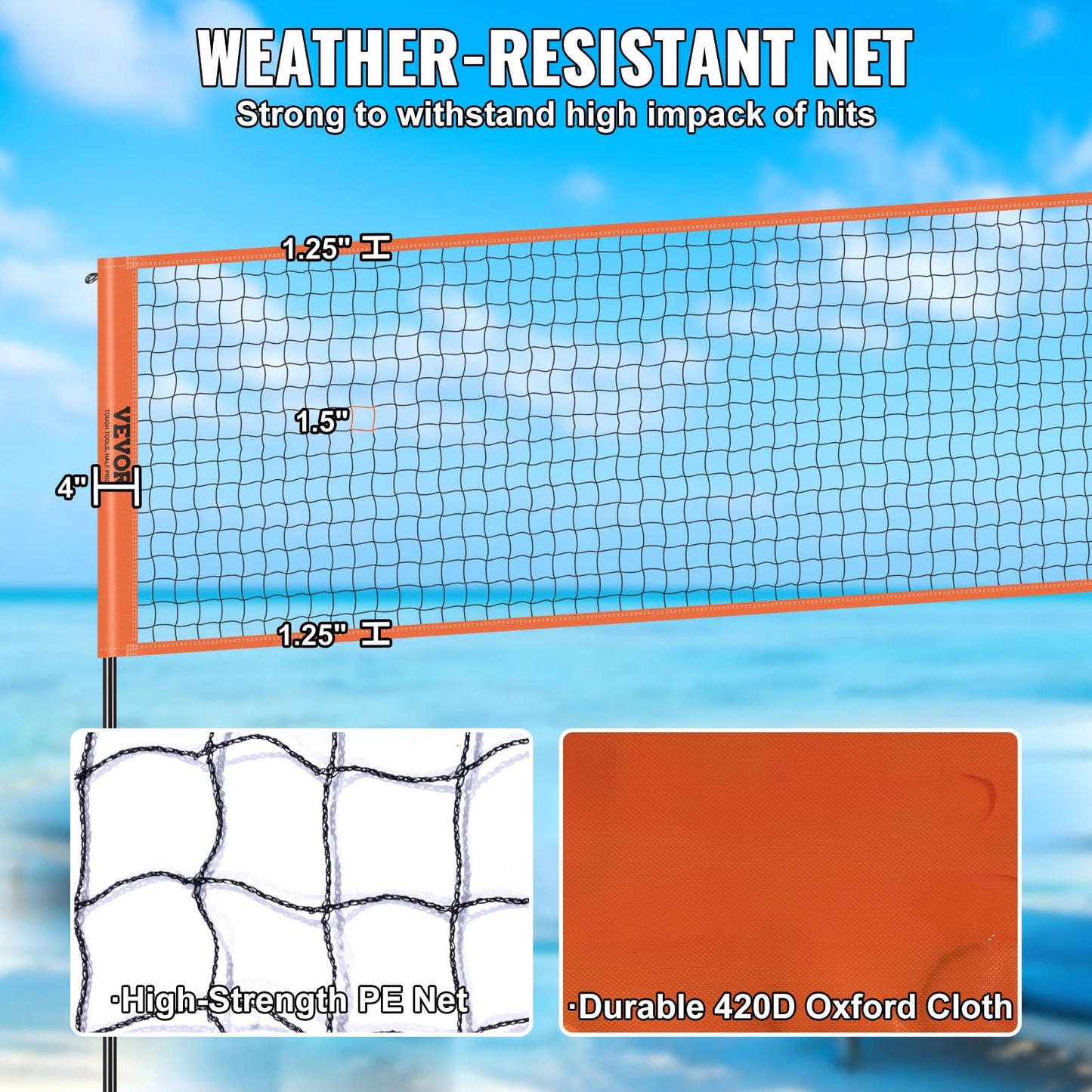 4-Way Volleyball Net, Adjustable Height Badminton Net Set for Backyard Beach Lawn, Outdoor Portable Volleyball Net with Carrying Bag, 4 Square Quick Assemble Game Set For Kids And Adults