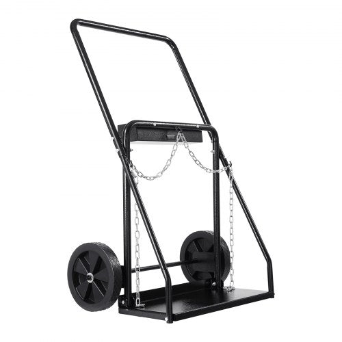 Dual Welding Cylinder Cart, Oxygen Acetylene Tank Cart with 440LBS Static Weight Capacity, 10-Inch Solid Wheels and Tank Storage Safety Chains, Suitable for Double 12.5-Inch Dia. Gas Cylinders