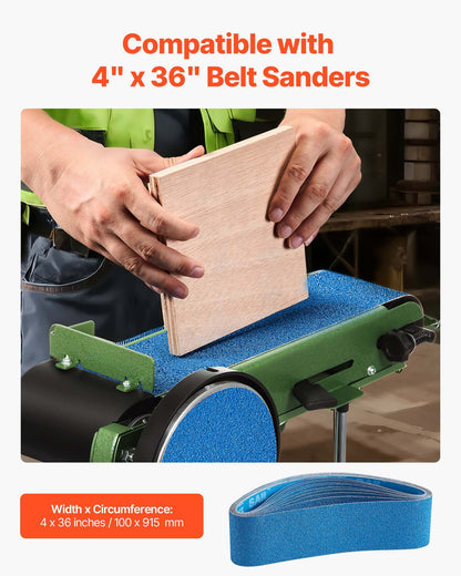 Sanding Belts, 100 x 915mm Belt Sander Sanding Belts, 10PCS (2 of Each 40 60 80 120 240 Grits) Zirconia for Knife Sharpening, Metal Polishing, Stainless Steel, Nickel Alloy Finishing