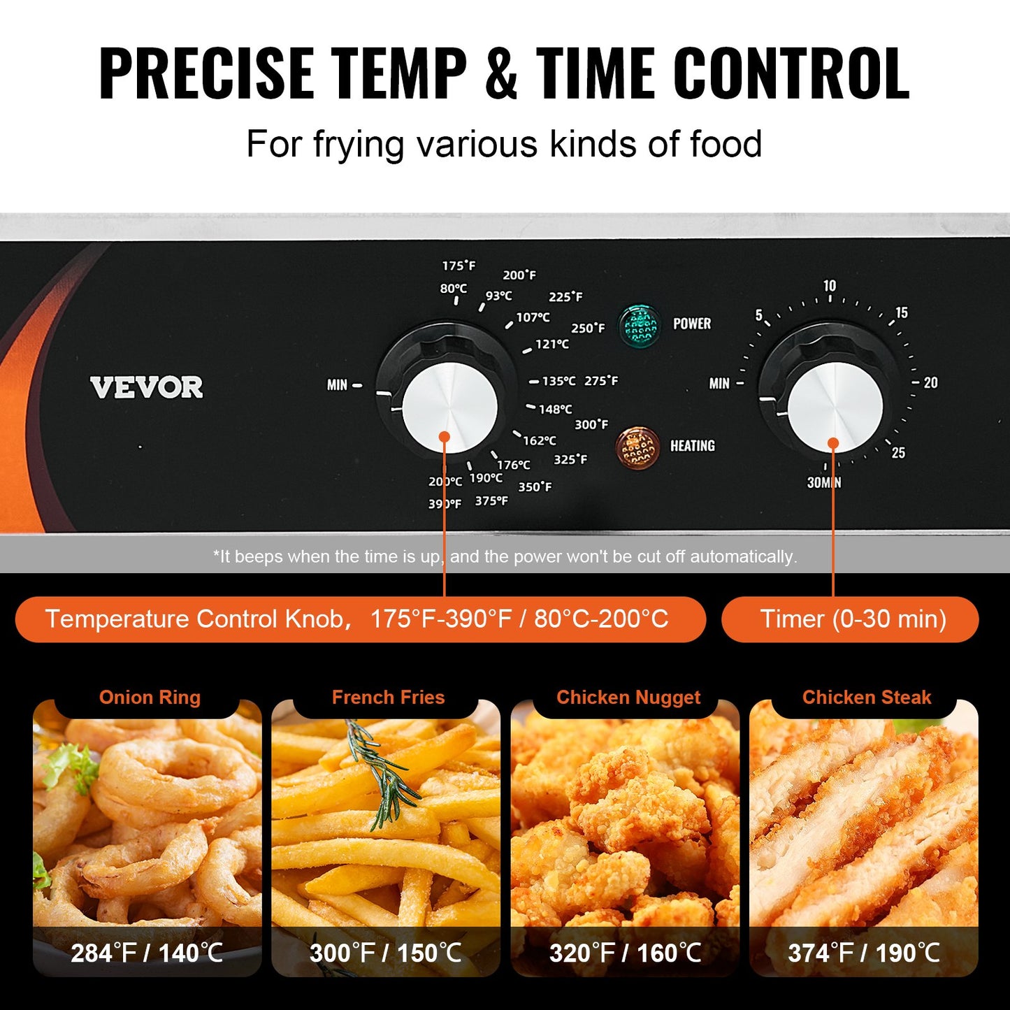 Kommersiell fritös, elektrisk bänkfritös med dubbla tankar, 3500W, 2 x 9Qt / 8,5L dubbeloljefritös med 2 korgar, 1 mm förtjockat rostfritt stål, tids- och temperaturkontroll, för köksrestaurangbruk