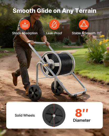 Slangvagn, rymmer upp till 175 fot 5/8'' slang (slang ingår ej), trädgårdsvattenslangvagnar mobila verktyg med hjul, kraftig pulverlackerad stål utomhusplantering för trädgård, gård, gräsmatta