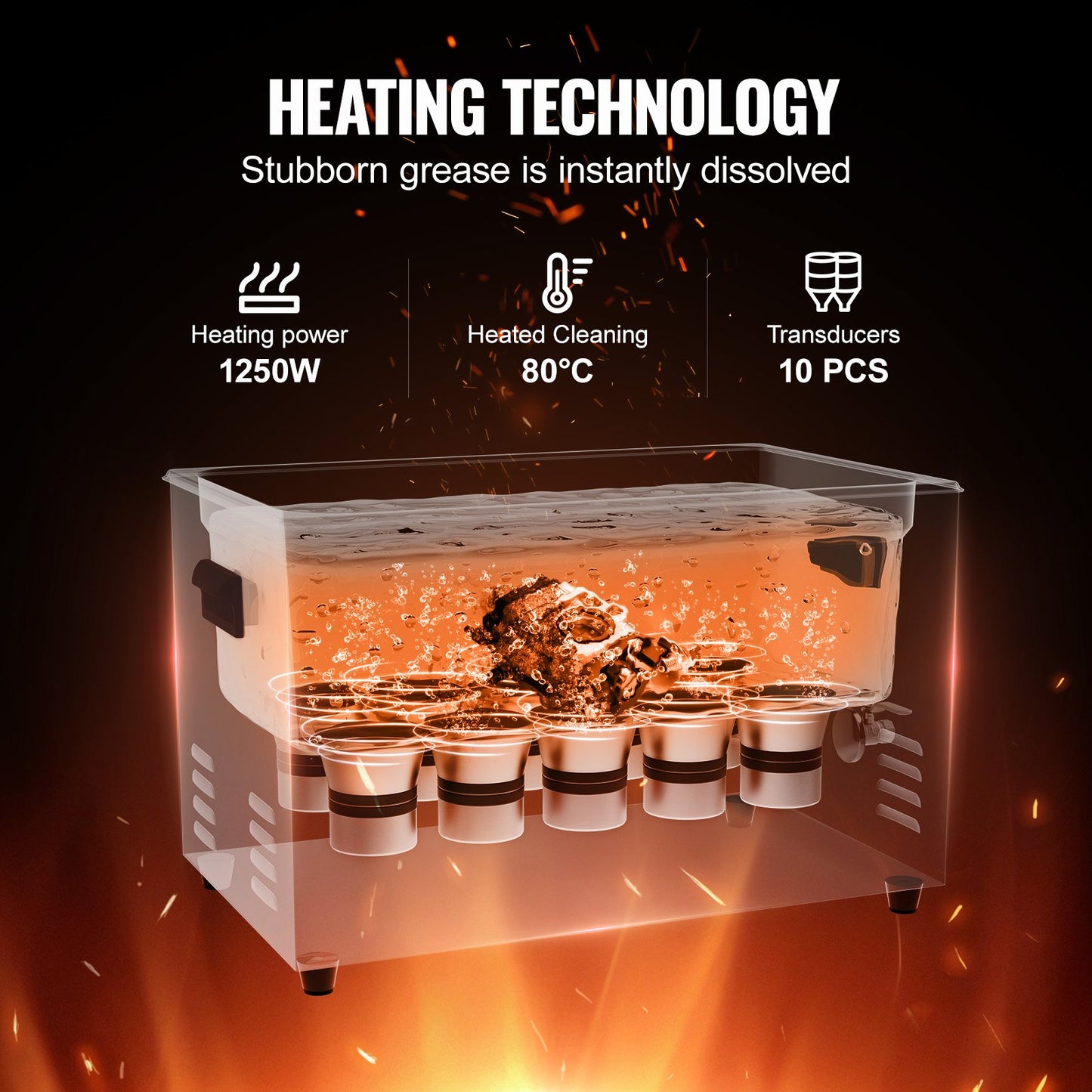 30L Sonic Cleaner, 600W Digital Ultrasonic Cleaning Machine with Upgraded Degassing and Gentle Mode, 40kHz Industrial Ultrasound Cleaner with Timer and Heater for Retainer Jewelry Tools