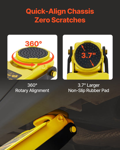 Floor Jack, 3 Ton Low Profile Floor Jack, Heavy-duty Steel Racing Floor Jack with Dual Pistons Quick Lift Pump, Floor Jack Lifting Range 3.35"-19.69"