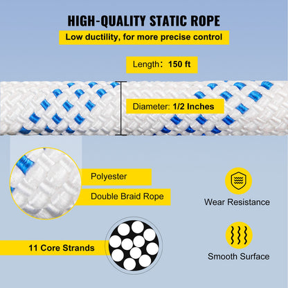 Twin Sheave Block and Tackle 12 mm 30.48-60.96 m Twin Sheave Block with Braid Rope 2993.5-3498.6 kg Double Pulley Rigging