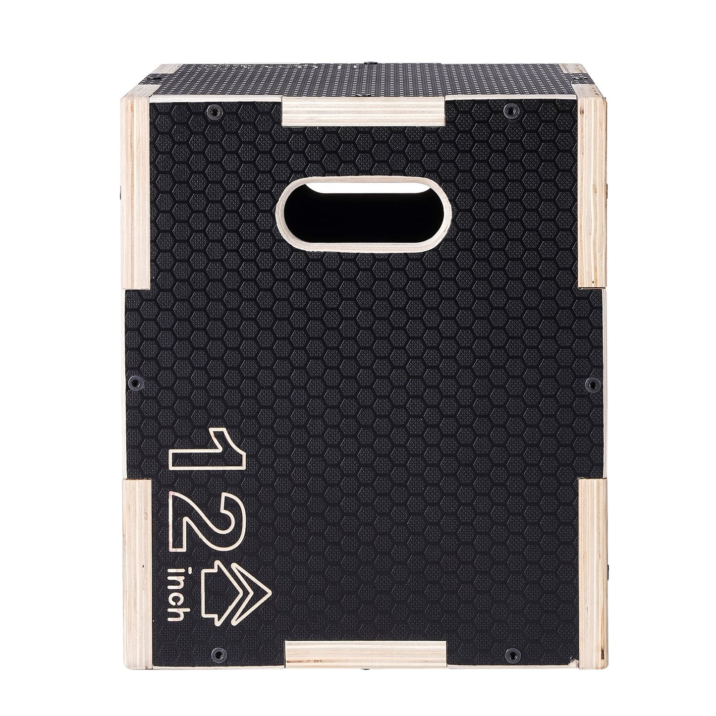 3-i-1 plyometrisk hopplåda, 16/14/12 tums träplyolåda, plattform och hoppningsagilitylåda, halkfri fitnessövningsbox för hemmagymträning, konditionsstyrketräning, svart