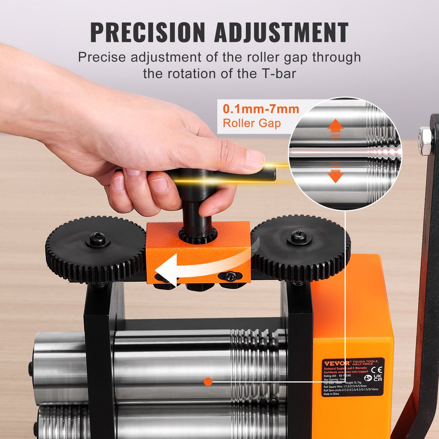 Valsverk, 3"/76 mm smyckesvalsmaskin, 1:2 utväxling, 3-i-1 multifunktionsvalsverk, 0,1-7 mm presstjocklek för metallsmyckestillverkning, fyrkantig tråd i halvcirkelmönster