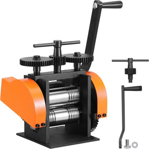 Rolling Mill, 1.77"/45 mm Jewelry Rolling Mill Machine, 1: 2.4 Gear Ratio, 3-in-1 Multi-function Rolling Mill, 0-6 mm Press Thickness for Metal Jewelry Making Sheet Square Wire Semicircle