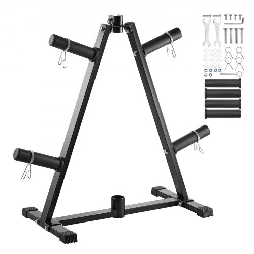Weight Plate Rack, A Frame Weight Plate Tree for 2-Inch Weight Plates, Standard Weight Plate Tree, 300 lbs Load Capacity Weight Storage Holder, Home Gym Barbell Rack Storage Stand, Black