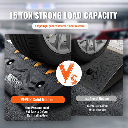 Gummirampar, 2-pack, 13 cm höjd, kraftiga tröskelramper, 15 kg/33 069 lbs kapacitet, uppfartsramper med stabilt rutnät för bilar, rullstolar, cyklar, motorcyklar