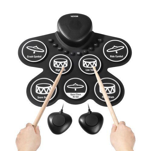 Electric Drum Set, 7 Pads, Roll-up Drum Practice Pad, Electronic Drumset with Headphone