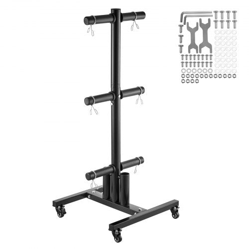 Weight Plate Rack, Vertical Weight Plate Tree for 2-Inch Weight Plates, Standard Weight Plate Tree with Wheels, 1000 lbs Load Capacity Weight Storage Holder, Home Gym Barbell Rack Storage Stand