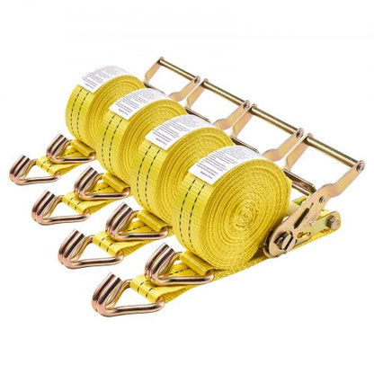 Ratchet Straps, 38.1 mm x 6.1 m, Heavy Duty Tie Down Straps with Double J Hook, 2000 kg Break Strength, Carry Bag, Tie Down Ratcheting for Moving, Trailers, Motorcycles, Kayaks, Car Roof, 4 Pack
