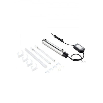 UV Water Purifier, 12W 1GPM, 220V Versatile Ultraviolet Water Purifier Filter with Stainless Steel Housing, Whole House UV Water Filter with Quartz Sleeve Fit for Shower/Drinking/Cleaning