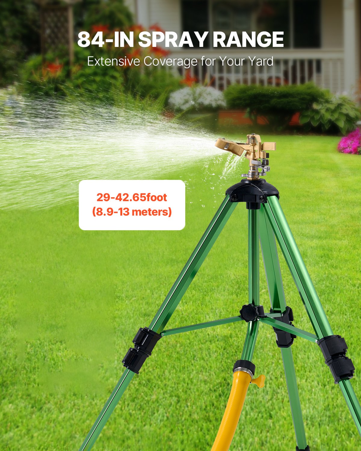 Impact Sprinkler on Tripod Base, 2 Packs, Heavy Duty Tripod Sprinklers with Brass Head & G3/4" Connector, 360 Degree Large Area Irrigation Sprinkler, Adjustable Heights Sprinkler for Yard