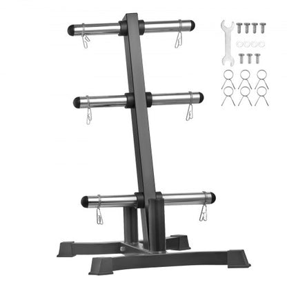 Viktplatteställ, L-rams viktplatteträd för 5 cm viktplattor, standard viktplatteträd, viktförvaringshållare med 450 kg lastkapacitet, skivstångsställ för hemmagym, svart