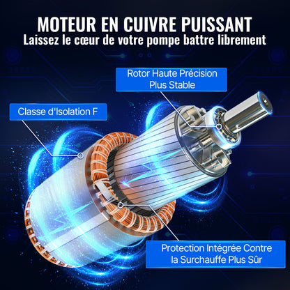 Dränkbar djupbrunnspump, 370W 230V/50Hz, 110L/min 44 m tryck, med 20 m sladd och extern kontrollbox, 10,2 cm vattenpumpar i rostfritt stål för industri, bevattning och hemmabruk, IP68 vattentät
