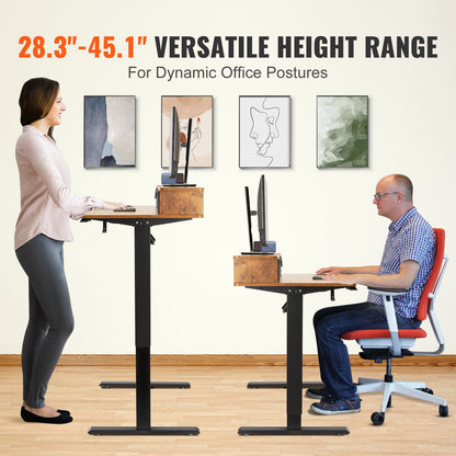 Height Adjustable Desk, 47.2" x 23.6" Electric Dual Monitor Riser Workstation, Whole Piece Desk Board Sit to Stand, 3-Key Modes Sturdy Dual Metal Frame,180LBS Capacity for Computer Home & Office