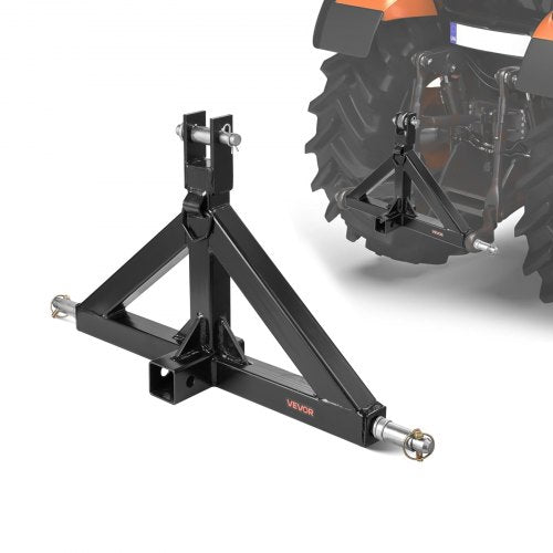 3 Point Hitch Receiver with 2 in Receiver, 3pt Quick Hitch Attachment, 3,000 lbs Capacity, Heavy Duty Tractor Tow Drawbar Adapter, Compatible with Kubota, Mahindra, John Deere, Massey Ferguson