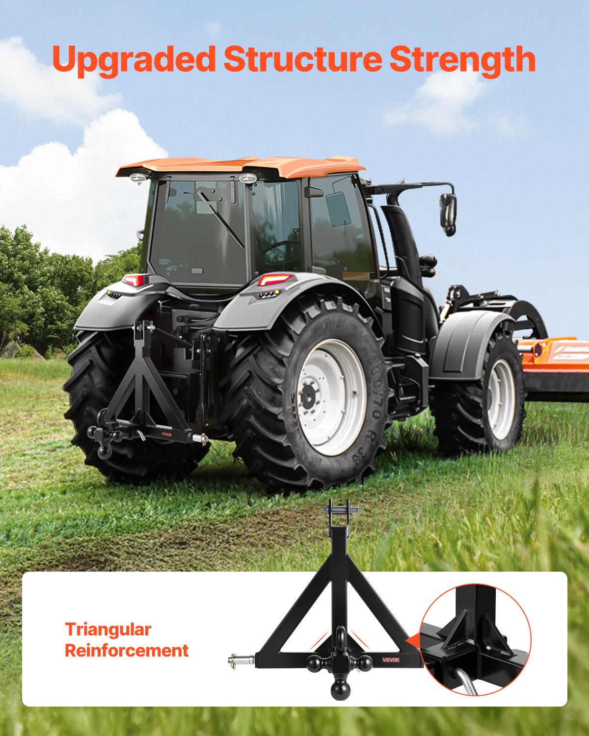 3 Point Trailer Hitch 2 in Receiver, 3pt Quick Hitch Attachment with 3 Trailer Balls, Tractor Tow Drawbar Adapter, Compatible with Kubota, Mahindra, Ford, Yanmar, John Deere, Massey Ferguson