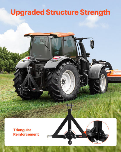 3 Point Trailer Hitch 2 in Receiver, 3pt Quick Hitch Attachment with 3 Trailer Balls, Tractor Tow Drawbar Adapter, Compatible with Kubota, Mahindra, Ford, Yanmar, John Deere, Massey Ferguson