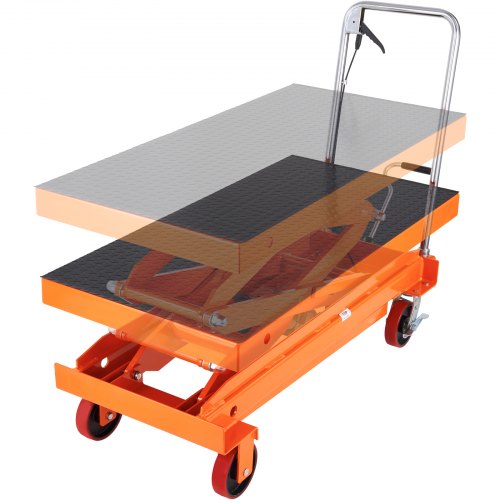 Hydraulic Lift Table Cart, 789.3 kg Capacity 149.9 cm Lifting Height, Manual Double Scissor Lift Table with 4 Wheels and Non-slip Pad, Hydraulic Scissor Cart for Material Handling and Transportation