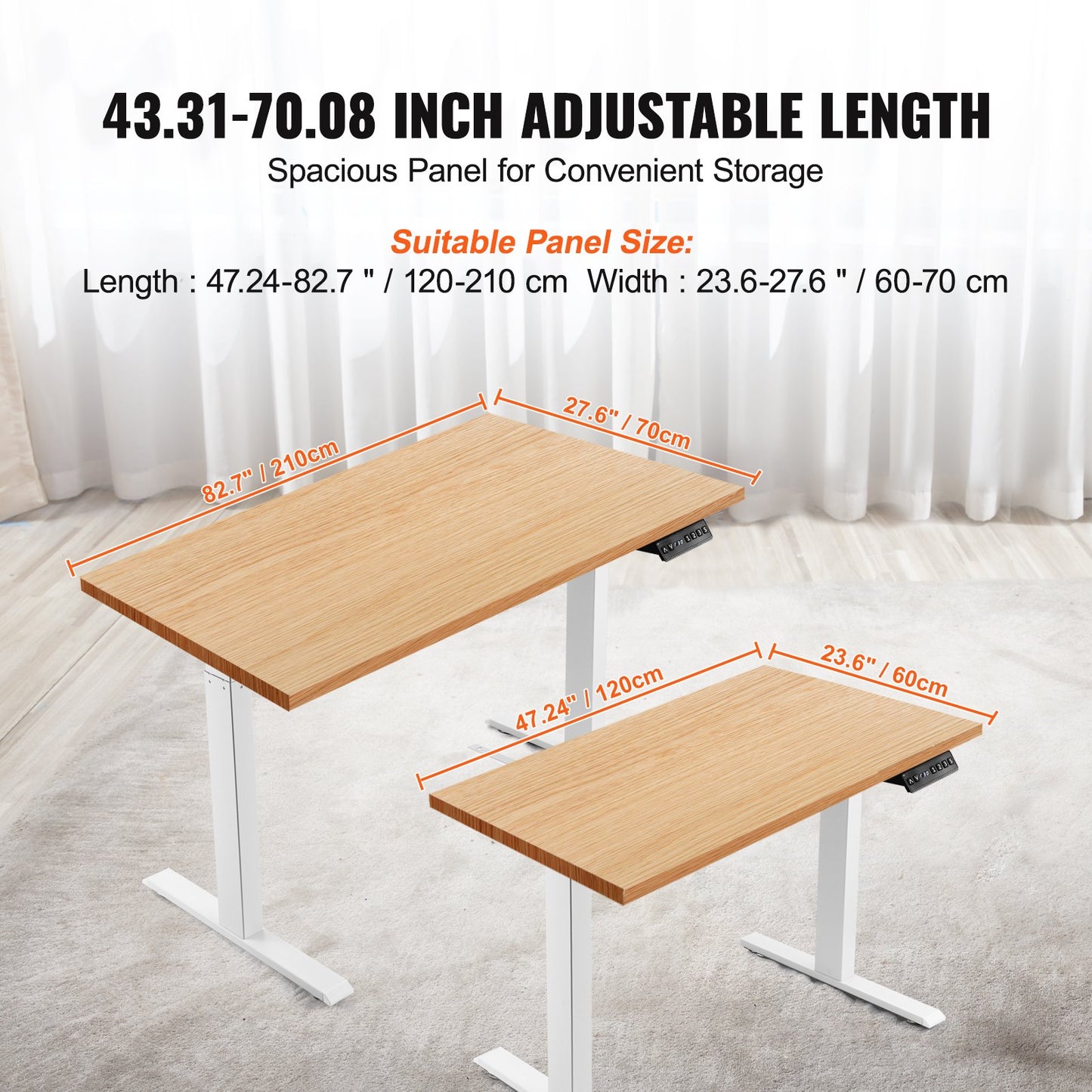 Electric Standing Desk Frame Dual Motor Adjustable 66-129cm H White