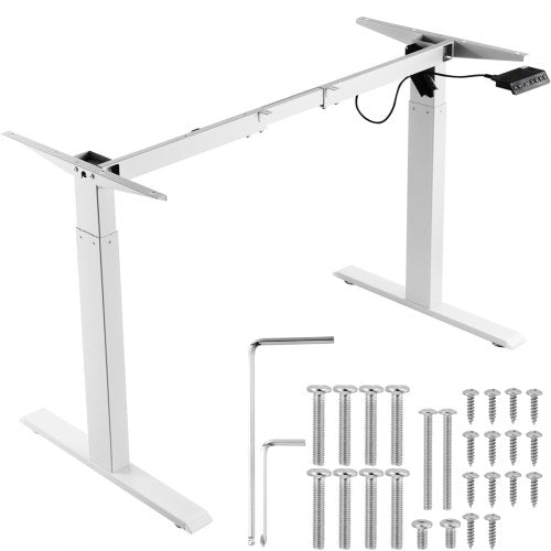 Stående skrivbordsram, justerbar 70-117 cm höjd och 95-158 cm längd elektriska ståben för datorbord, ergonomisk gör-det-själv-arbetsstation för hem och kontor (endast vit ram)