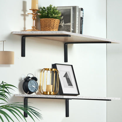 Hyllkonsol, 16 x 6 tum, 4 st, kraftiga flytande hyllkonsoler, konsoler för hyllor, 10 mm tjock mattsvart L-hyllkonsol, stålhyllkonsoler med 160 lbs lastkapacitet