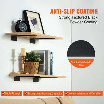 Shelf Bracket, 8”L x 4”W x 1.6”H 6 Pcs, Heavy Duty Floating Shelf Brackets, Brackets for Shelves, 5mm Thick Matte Black L Shelf Bracket,Steel Shelving Brackets with 160 lbs Load Capacity