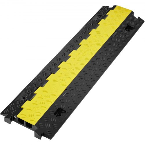 Cable Protector Ramp, 91.8x25x4.3 cm 2 Channel, 9979 kg/axle Capacity Heavy Duty TPU Wire Cord Cover Ramp Hose Protector Ramp Driveway, Traffic Speed Bump w/ TPR Flip-Open Top Cover, for Indoor & Outdoor