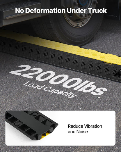 Cable Protector Ramp, 9,979 kg/axle Capacity, 2 Channel Heavy Duty TPU Cord Hose Wire Cover, 31 x 28 mm Channel, Traffic Speed Bump with Flip-Open Top Cover, for Indoor & Outdoor Use, 3 Pack