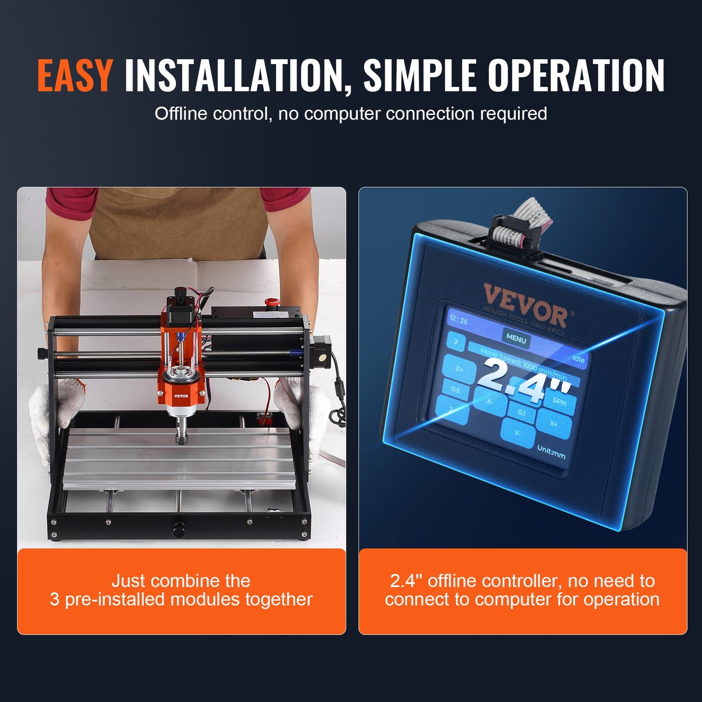 CNC Router Machine, 120W, 3 Axis GRBL Control Wood Engraving Carving Milling Machine Kit, 11.81 x 7.87 x 2.83 in / 300 x 200 x 72 mm Working Area 1200 RPM for Wood Acrylic MDF PVC Plastic Foam