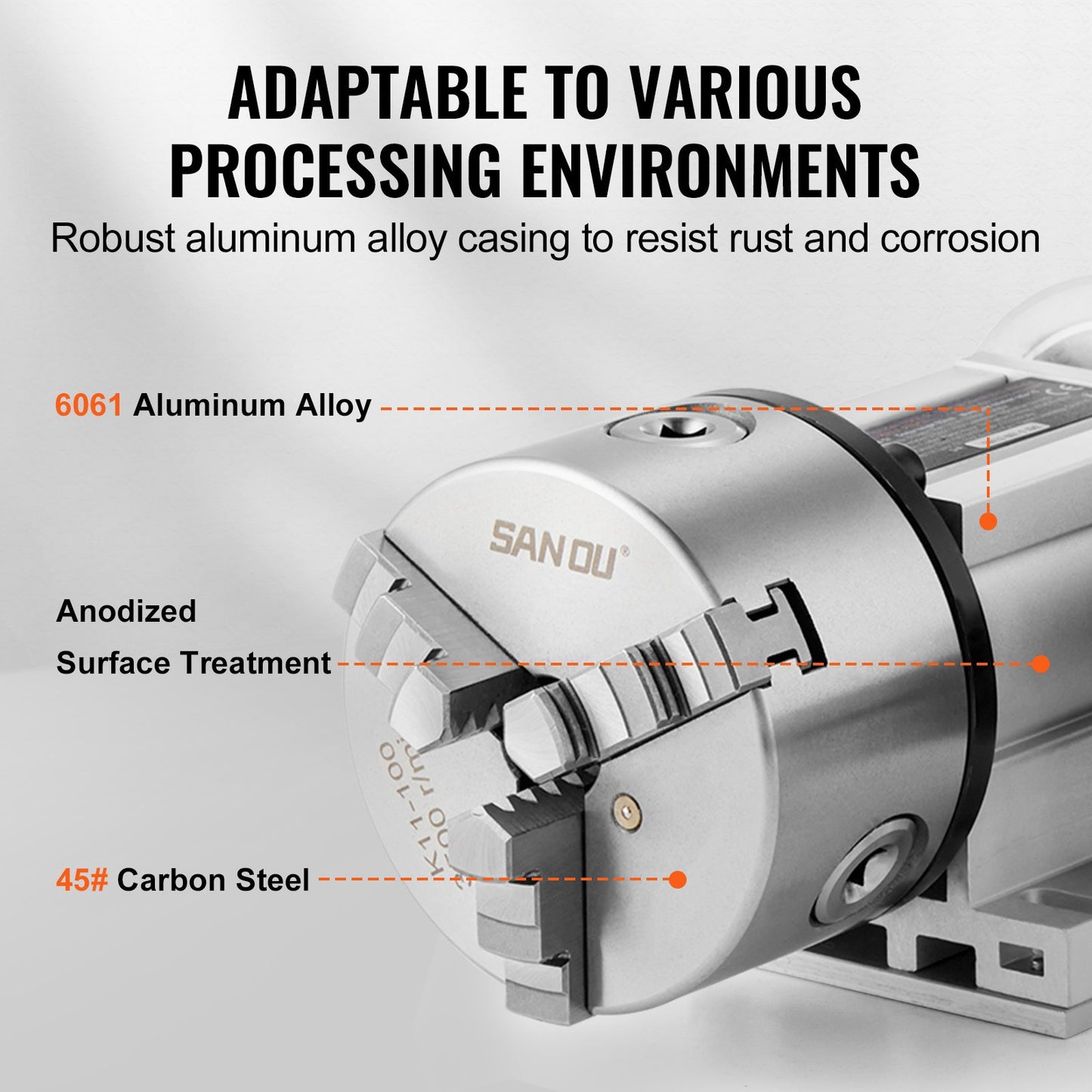 Delningshuvud, K11-100 mm 3-käftschuck, CNC-fräsmaskin Rotationsaxel 4:e axel A-axel indexeringshuvud, 66 mm (2,6 tum)/65 mm centrumhöjd MK2-dubbdocka 6:1 utväxling, universal för gravyr