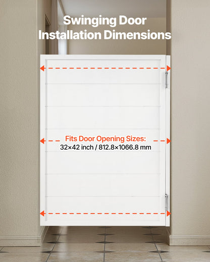 Svängbara cafédörrar, enkla inomhusdörrar till salong 81,3 x 106,7 cm, fyrkantig design tillverkad av furu, med gångjärn och beslag, enkel att installera, för hall, kök, bar, pub, entré, vit
