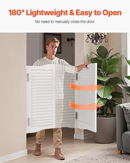 Svängbara cafédörrar, välvda innerdörrar för salong 81,3 x 91,4 cm, dubbelverkande tillverkade av furu, med gångjärn och beslag, enkel att installera, för hall, kök, bar, pub, entré, vit