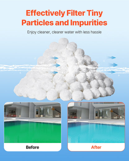 Pool Filter Balls for Sand Filter, 1.6 kg/3.5 lbs, Filter Balls Replace Pool Filter Sand, Reusable Polyester Fiber Filter Media Balls with Wash Bag, for Swimming Pool Above Ground Pool Aquarium Tank