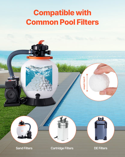 Pool Filter Balls for Sand Filter, 1.6 kg/3.5 lbs, Filter Balls Replace Pool Filter Sand, Reusable Polyester Fiber Filter Media Balls with Wash Bag, for Swimming Pool Above Ground Pool Aquarium Tank