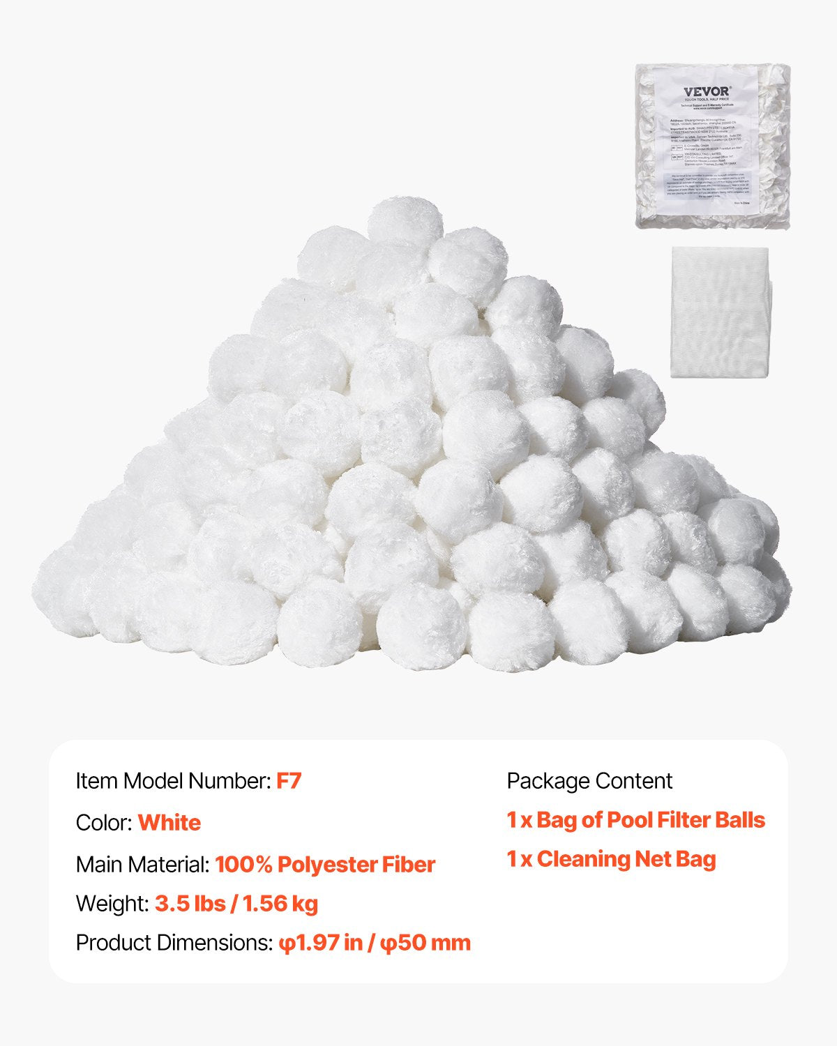 Pool Filter Balls for Sand Filter, 1.6 kg/3.5 lbs, Filter Balls Replace Pool Filter Sand, Reusable Polyester Fiber Filter Media Balls with Wash Bag, for Swimming Pool Above Ground Pool Aquarium Tank