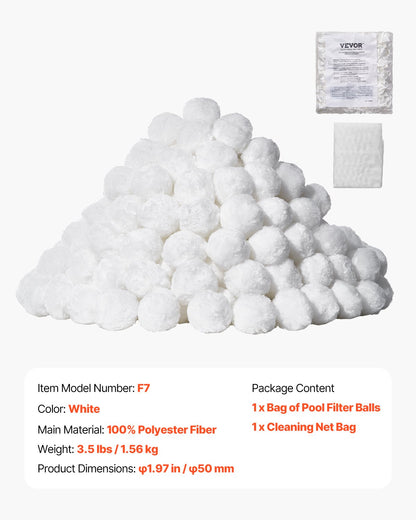 Pool Filter Balls for Sand Filter, 1.6 kg/3.5 lbs, Filter Balls Replace Pool Filter Sand, Reusable Polyester Fiber Filter Media Balls with Wash Bag, for Swimming Pool Above Ground Pool Aquarium Tank