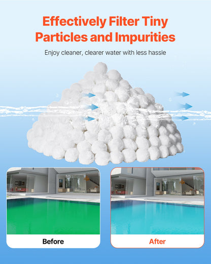 Poolfilterbollar för sandfilter, 2 kg/4,6 lbs, filterbollar ersätter poolfiltersand, återanvändbara polyesterfiberfilterbollar med tvättpåse, för ovanmarkspool, akvarium