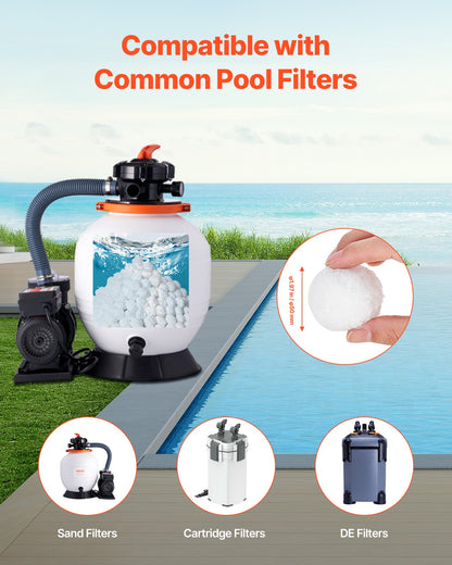 Poolfilterbollar för sandfilter, 2 kg/4,6 lbs, filterbollar ersätter poolfiltersand, återanvändbara polyesterfiberfilterbollar med tvättpåse, för ovanmarkspool, akvarium