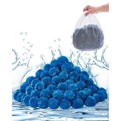 Pool Filter Balls for Sand Filter, 0.7 kg/1.5 lbs, Filter Balls Replace Pool Filter Sand, Reusable Blue Polyester Fiber Filter Media with Wash Bag, for Swimming Pool Aquarium Tank Above Ground Pool