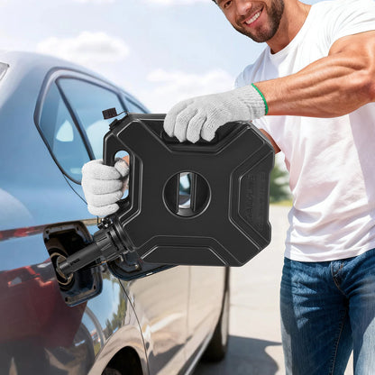 Bränslebehållare, 5 l, bensindunk med pip och låsbart fäste, 15 l/min maxflödeshastighet, säker och läckagesäker, bärbar platt vätskebehållare för de flesta bilar, motorcyklar, ATV, UTV, svart