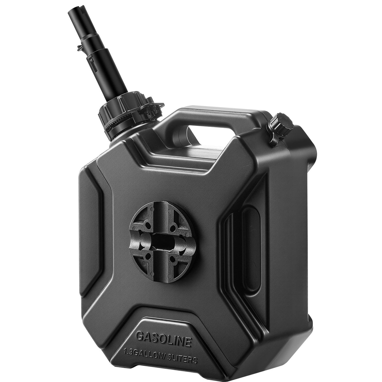 Bränslebehållare, 5 l, bensindunk med pip och låsbart fäste, 15 l/min maxflödeshastighet, säker och läckagesäker, bärbar platt vätskebehållare för de flesta bilar, motorcyklar, ATV, UTV, svart