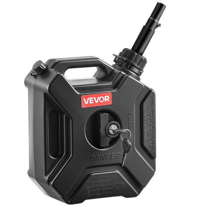 Bränslebehållare, 5 l, bensindunk med pip och låsbart fäste, 15 l/min maxflödeshastighet, säker och läckagesäker, bärbar platt vätskebehållare för de flesta bilar, motorcyklar, ATV, UTV, svart